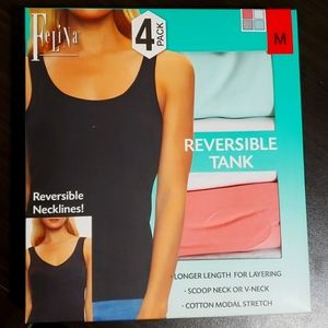 4 Pack Felina, Ladies Reversible Tank, Converts to V-Neck or Scoop Neck